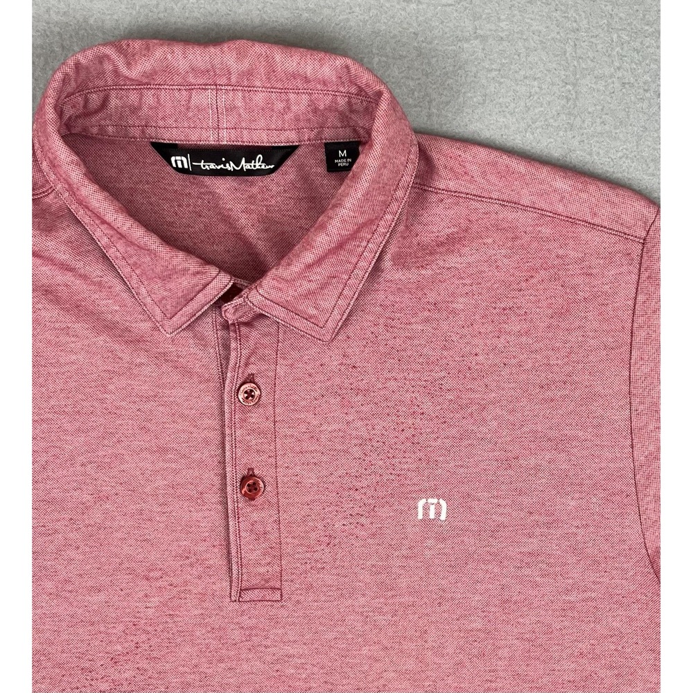 Travis Mathew Men's Polo Shirt Size Medium Red Golf‎ Stretch Performance